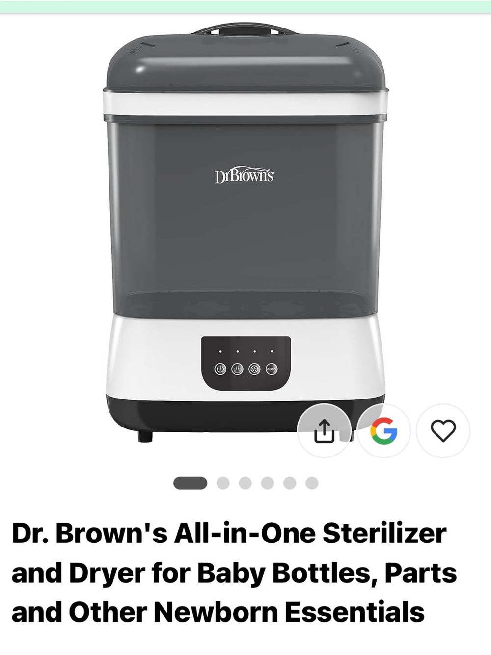 Dr. Brown's Gray and White All-in-One Sterilizer for Baby Accessories